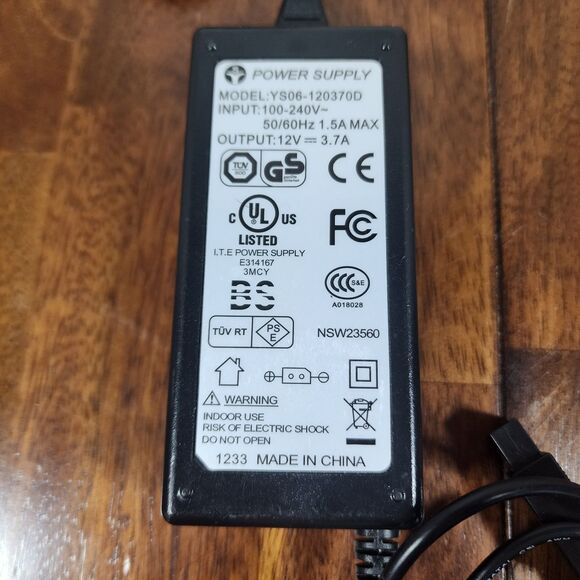 Power Supply YS06-120370D AC Adapter Laptop Charger Computer Wall Cord - Picture 2 of 5